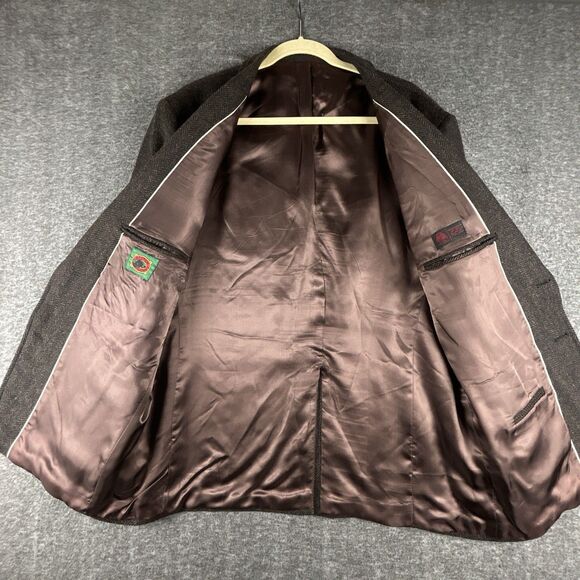 VTG Boston Traders Wool Blazer Mens Sz 44 R Tweed Herringbone Sport Coat Jacket - Picture 3 of 10